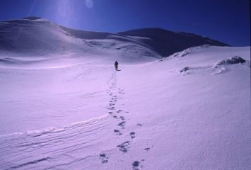 salendo lungo i facili pendii sommitali del Monte Giovo (11-2-2001)