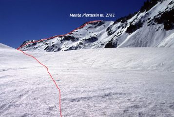 parte alta del vallone e via seguita per la cima (24-3-2002)