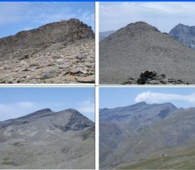 In senso orario1) Vetta del Veleta 2)vetta del Cerro de los Machos 3)e 4) Panorama di Veleta e Cerro de los Machos