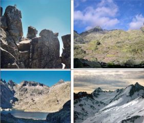in alto a sx Vetta,in basso a dx foto di repertorio invernale,nelle altre due foto panorami dalla Laguna de Gredos