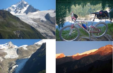 1-dal Col des Posettes l'Aiguille Chardonnet e il Glacier de Tour -2- Chamonix lago a specchio -3- Ghiacciai su Chamonix -4- Tramonto a Les Houches