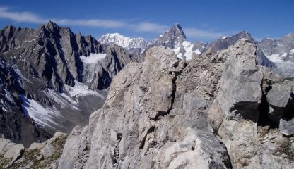 Panorama dalla cima sul Monte Bianco e Gran Jorasses