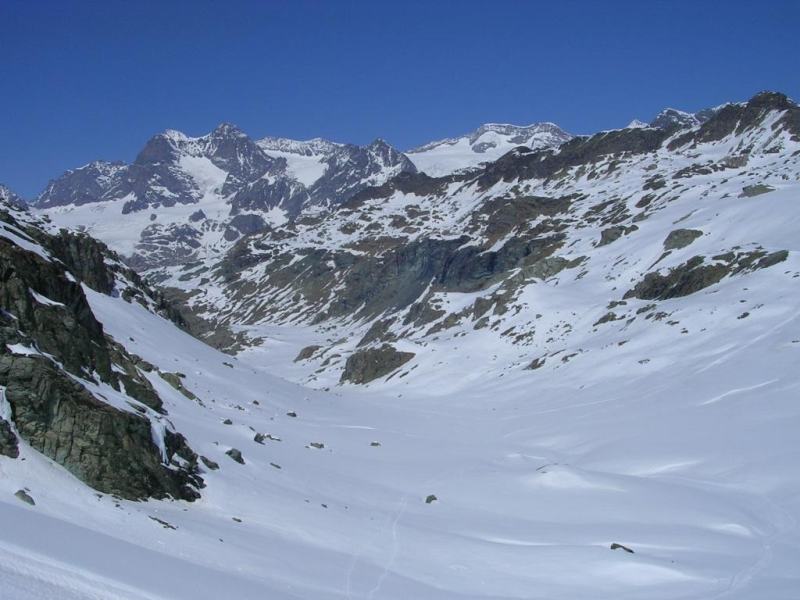 La val Poschiavina - Sullo sfondo parte del gruppo del Bernina