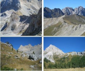 1)Passo Paschè dalla vetta 2)Passo S. Nicolò e il Colac 3)Val Ombert e C. Cadine 4)Col Ombert