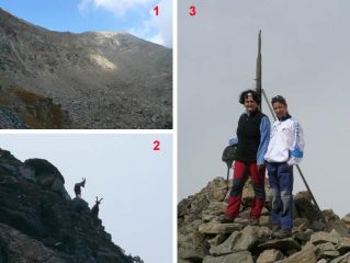 1. Il Glacier dal Lago Gelato; 2. Stambecchi; 3. Anna e Roberta in cima