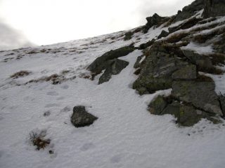 alcune rocce affioranti nella parte alta del canale (27-1-2008)