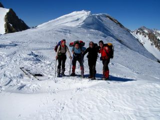 Rita, Luca, Gianfranco e Stelvio sulla cresta Nord-Est del Monte Bodoira (17-2-2008)