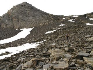 la pietraia che porta alla quota 2920 m. (12-7-2008)