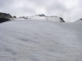 il ghiacciaio di Basagne verso la cima