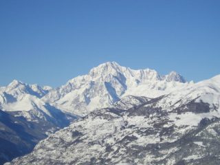 Vista sul Monte Bianco durante la salita