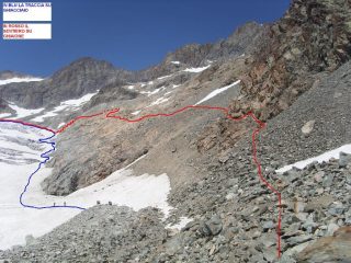 Attacco del sentiero per evitare il ghiacciaio - difficile da trovare