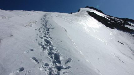 la cresta di salita alla cima più elevata del Dome de Miage (6-9-2009)