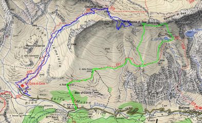 cartina e traccia GPS in verde