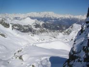 L' alto Vallone di Vercoche visto dal Colle santana (2645m): sullo sfondo Cervino e Monte Rosa.