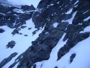 fascia rocciosa prima del ghiacciaio del Triangolo