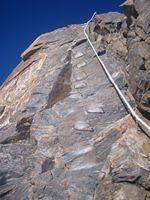 le scalette per arrivare al Cristo delle Vette-Bivacco Giordani al Balmerhorn (4167 m)