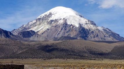 una bella visuale sul Nevado Sajama da Tambo Quemado (18-8-2010)