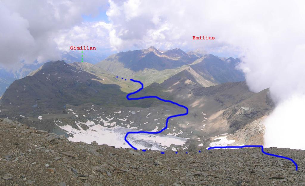 Itinerario vallone Grauson visto dalla cima