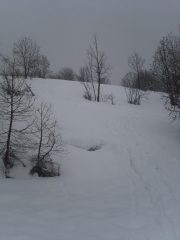 04 - quasi arrivati a Bousson, crosta sfondosa ricopera da 20cm di neve marcia... pessima da sciare.