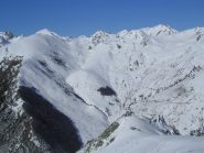 Panoramica dalla cima verso il Gorfi, la Pera Puntua, il Colle Peracontard, in basso il Gias Gardon e le Rocce Pinte