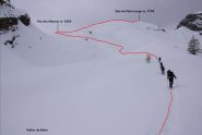 la via seguita per raggiungere la cima dal pianoro di quota 2350 m. (26-2-2011)