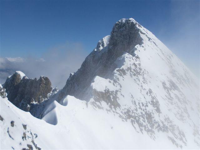   la bella cresta finale che dalla cima italiana 4020m. porta a quella svizzera 4048m