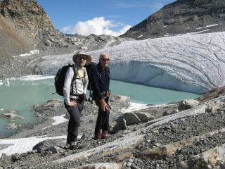 Roby e Renato con la seraccata sul lago ghiacciato