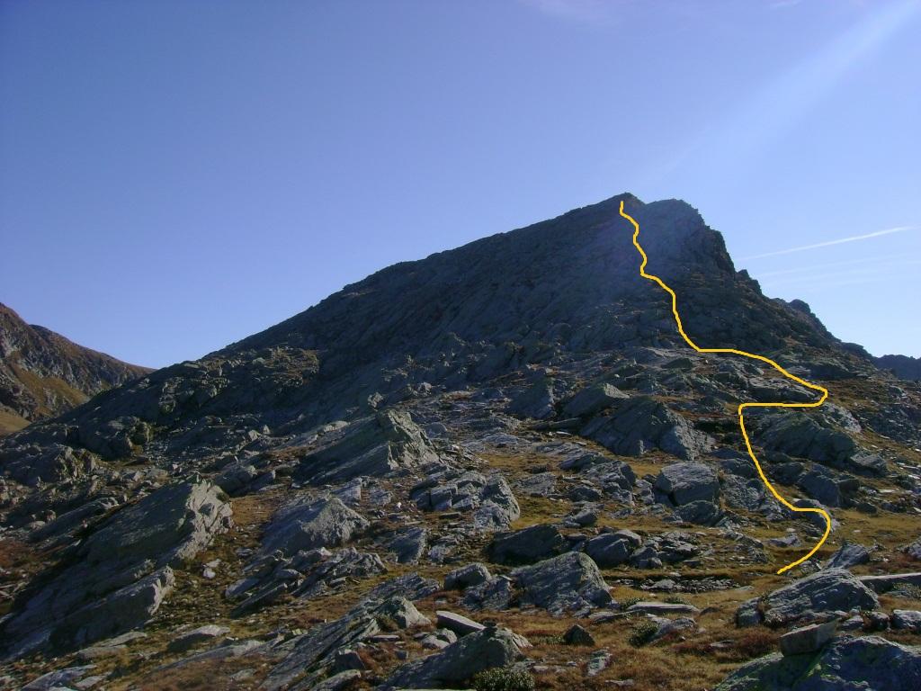 Il tratto di cresta prima della cima e percorso effettuato
