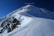 la cresta NE vista dal colletto 2380 m. con la via di salita (13-11-2011)