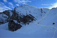 il Pic delle Sagneres e il tracciato della parte alta visto dal colletto dove termina la Costa Sturana (10-12-2011)