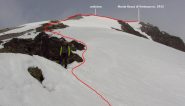 la via seguita dal colletto di quota 2810 m. alla cima (17-3-2012)