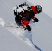 Gianni snowboarda il Marmot Peak
