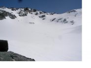 Il Glacier du Fond e il Col de Labby in alto al centro