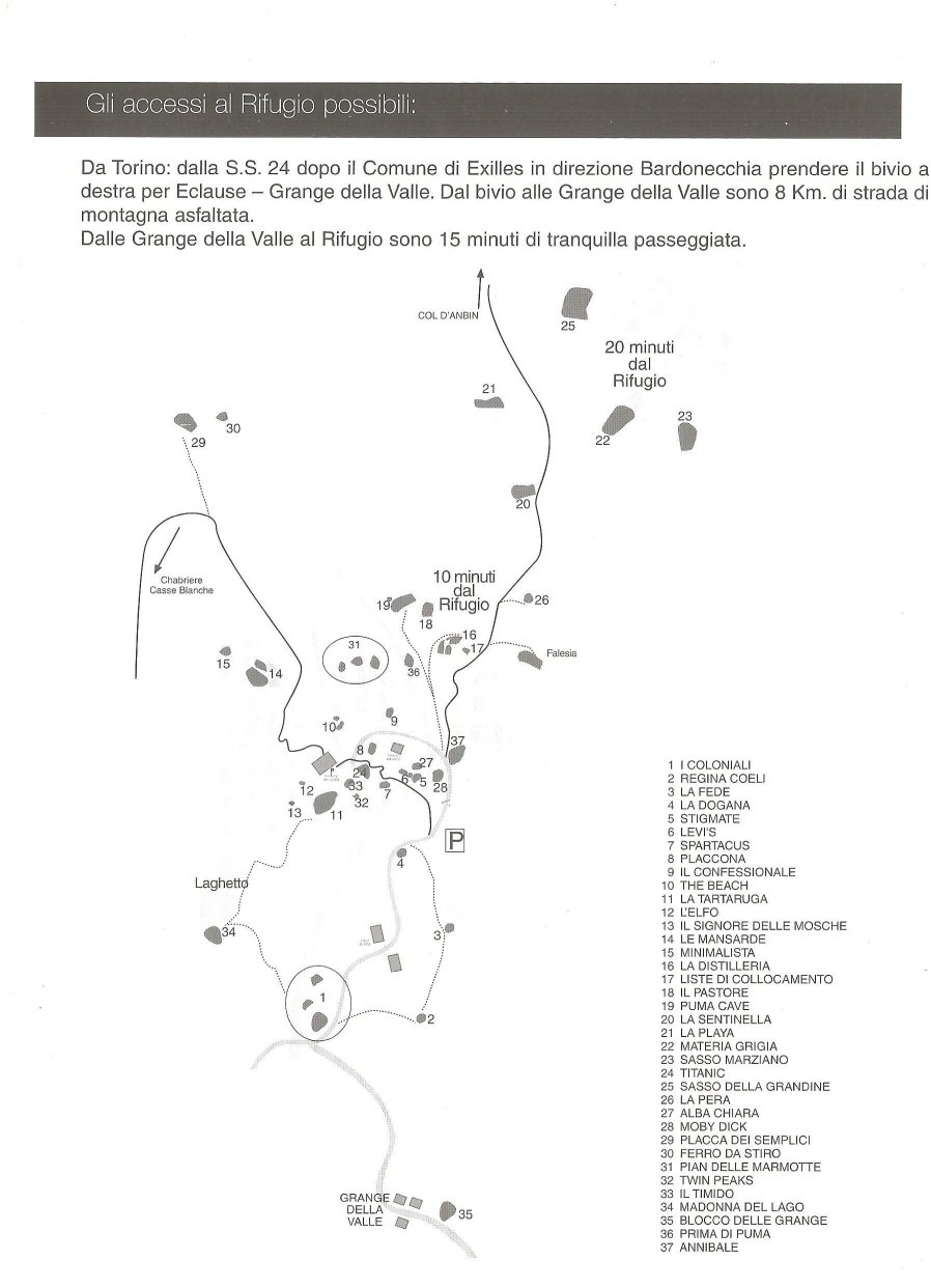 cartina dei blocchi del Rifugio Levi Molinari - Exilles