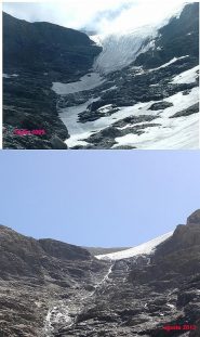 il ghiacciaio del lamet nel 2005 e nel 2012