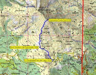 mappa itinerario da Pian del Lupo