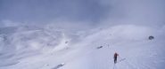 l'arrivo all'alpe Vieille ,freddo intenso,vento e nuvole in quota...