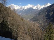 La splendida vista sull’alta Valle d’Aosta da Veullotaz, dal Monte Bianco alla Gd. Rochere