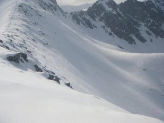 l'eventuale via di fuga versante Val Balma