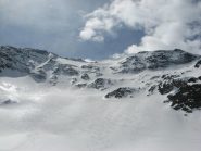 il versante nord del Boshorn con la variante percorsa in neve pressata
