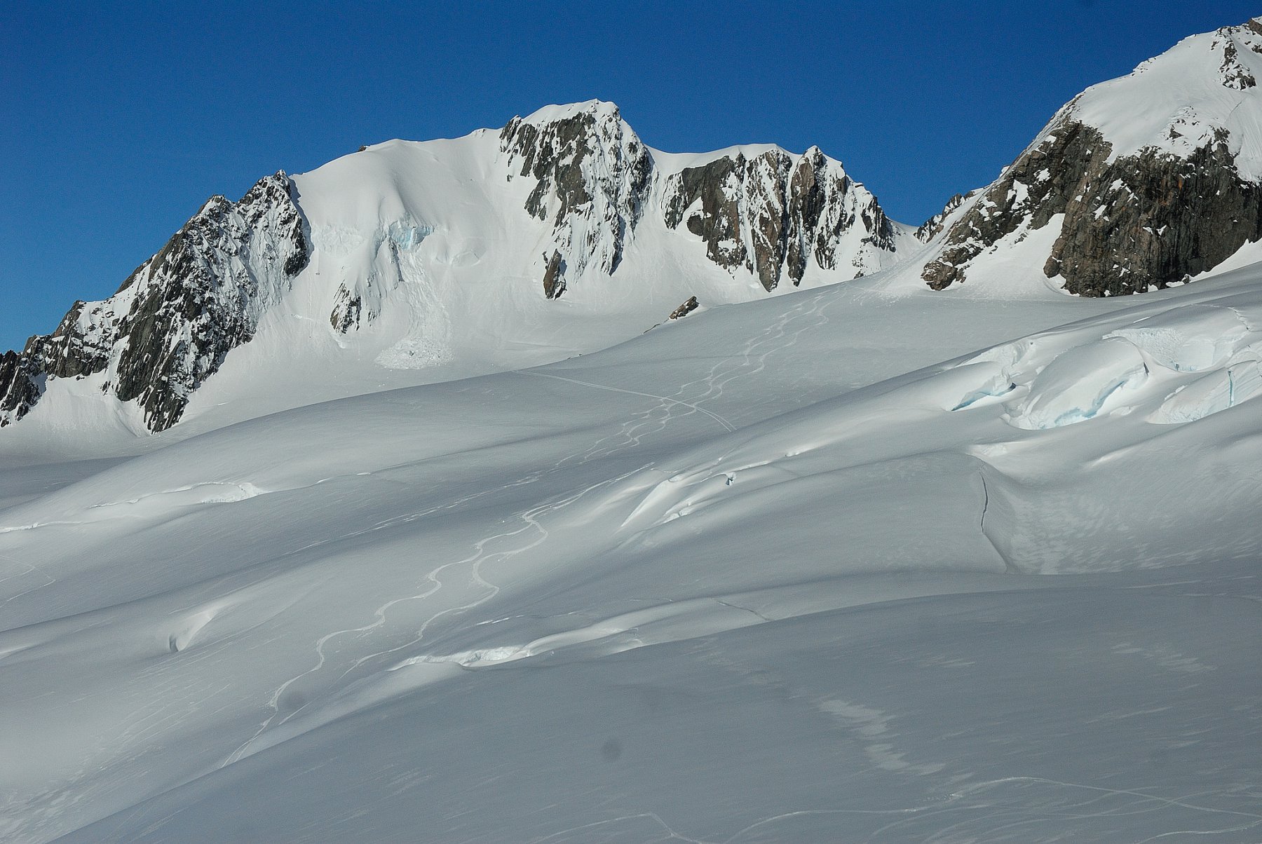 i pendii che dalla Graham Saddle scendono sul versante Franz Josef