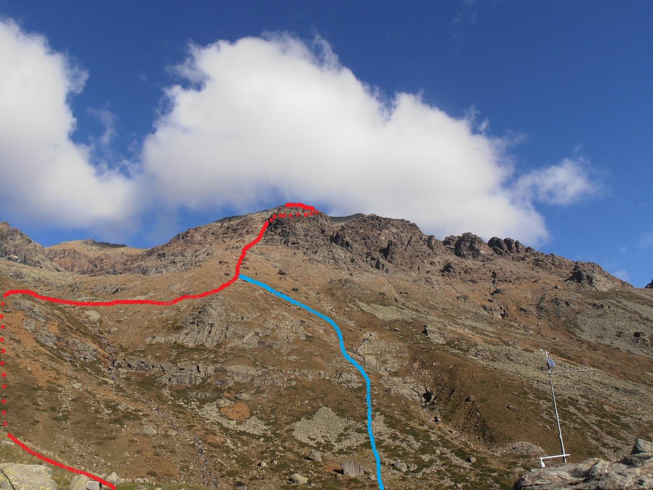 01 - possibili percorsi e canale di salita visti dall'Alpe d'Ovarda