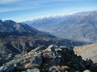 La conca di Aosta e la catena del Bianco dalla vetta