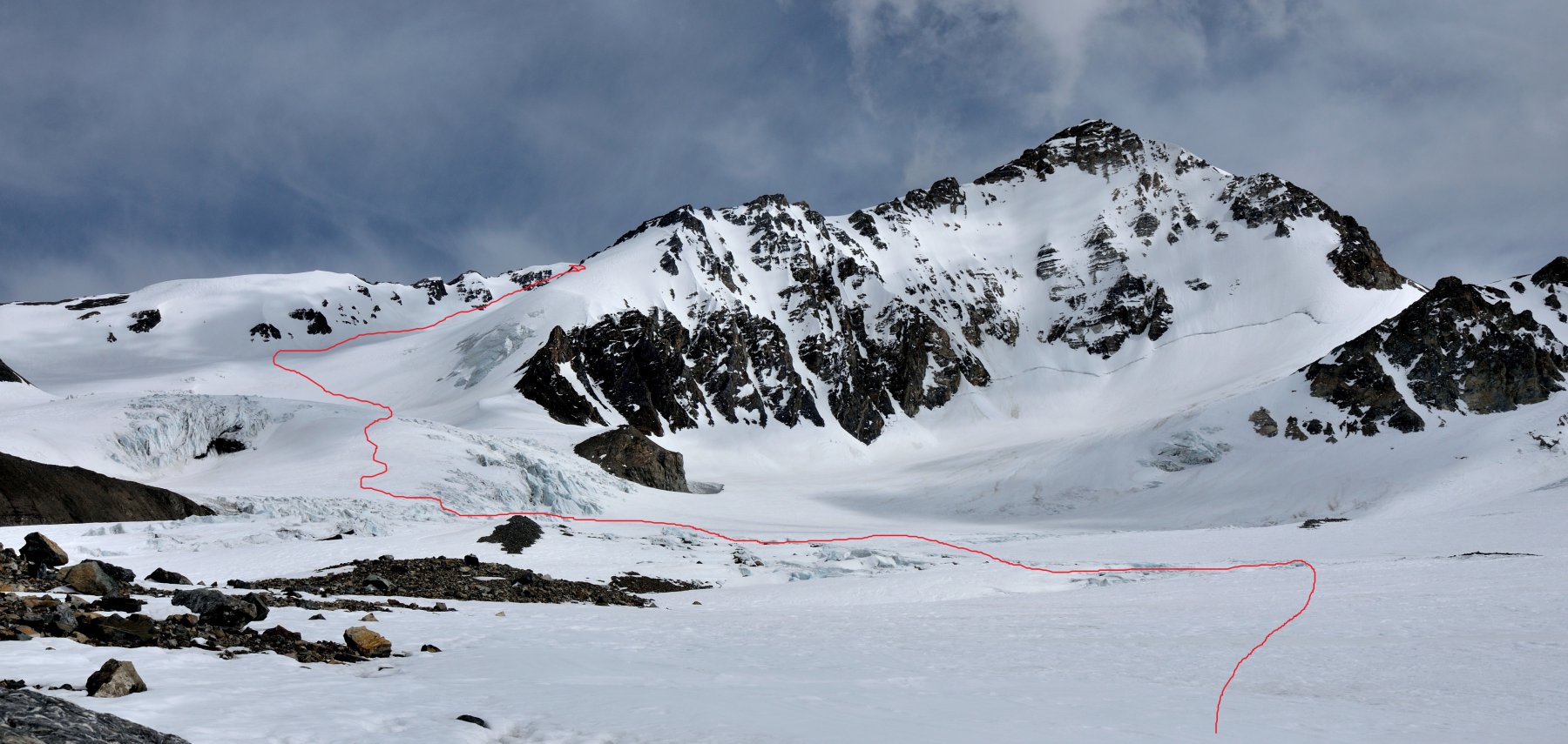 Glaciar Bello, itinerario della parte alta al Cuerno Blanco
