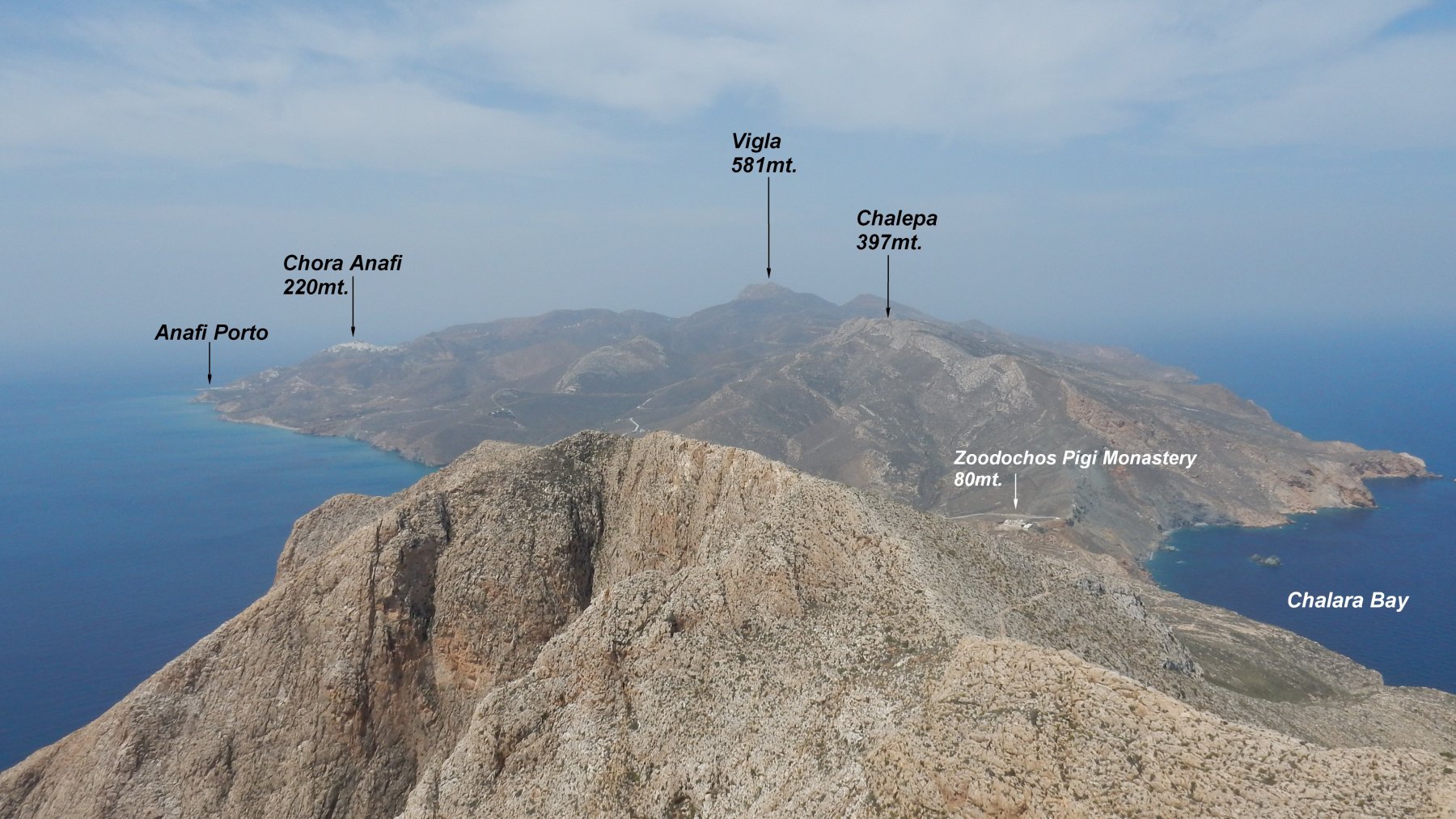 Panorama dal M.Kalamos 461mt. sull'Isola di Anafi.
