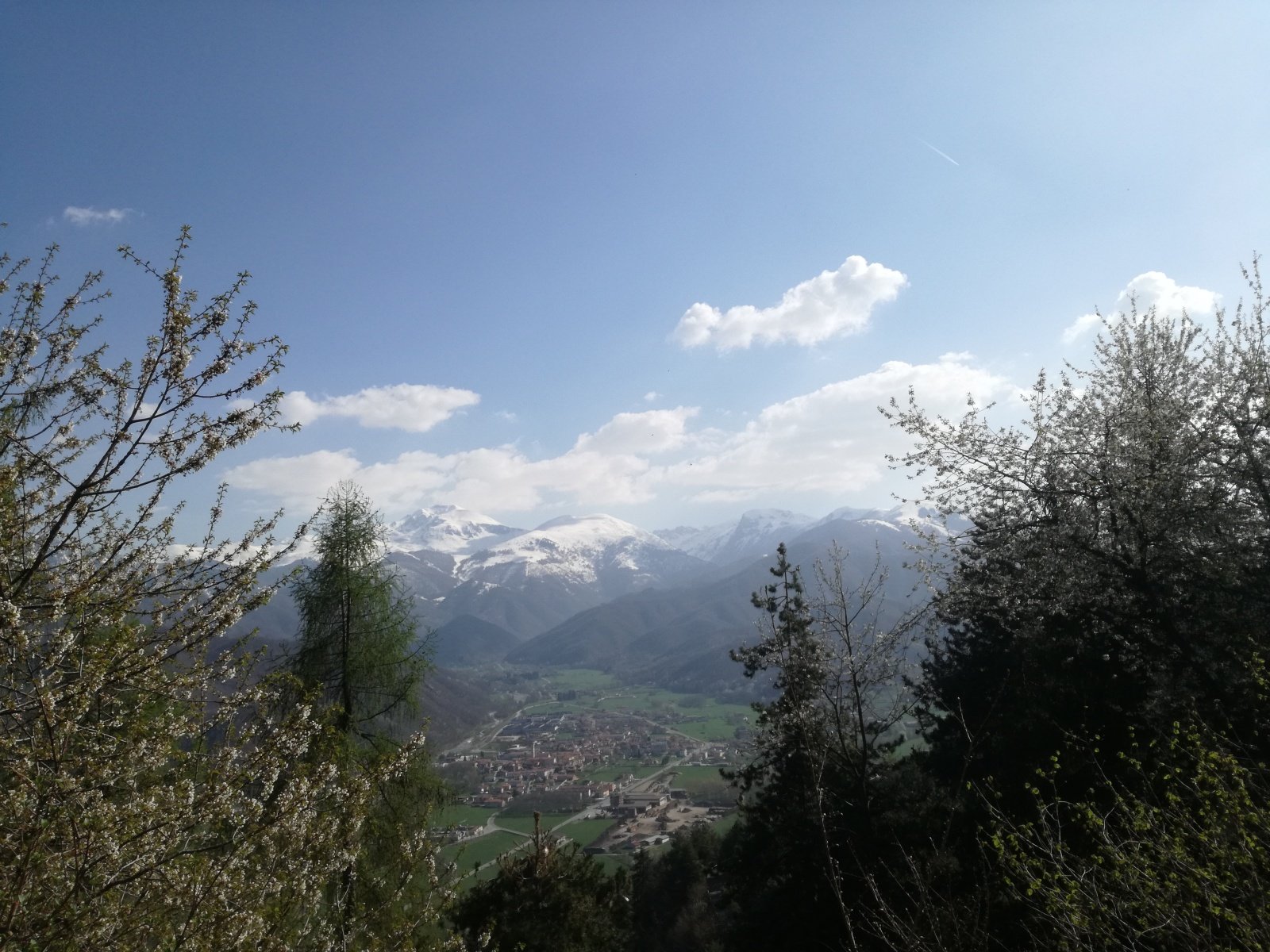 Roccaforte Mondovì e la Val Ellero. Da sinistra si possono riconoscere il Mondolè, la cima Durand, il Cars e il Pigna.