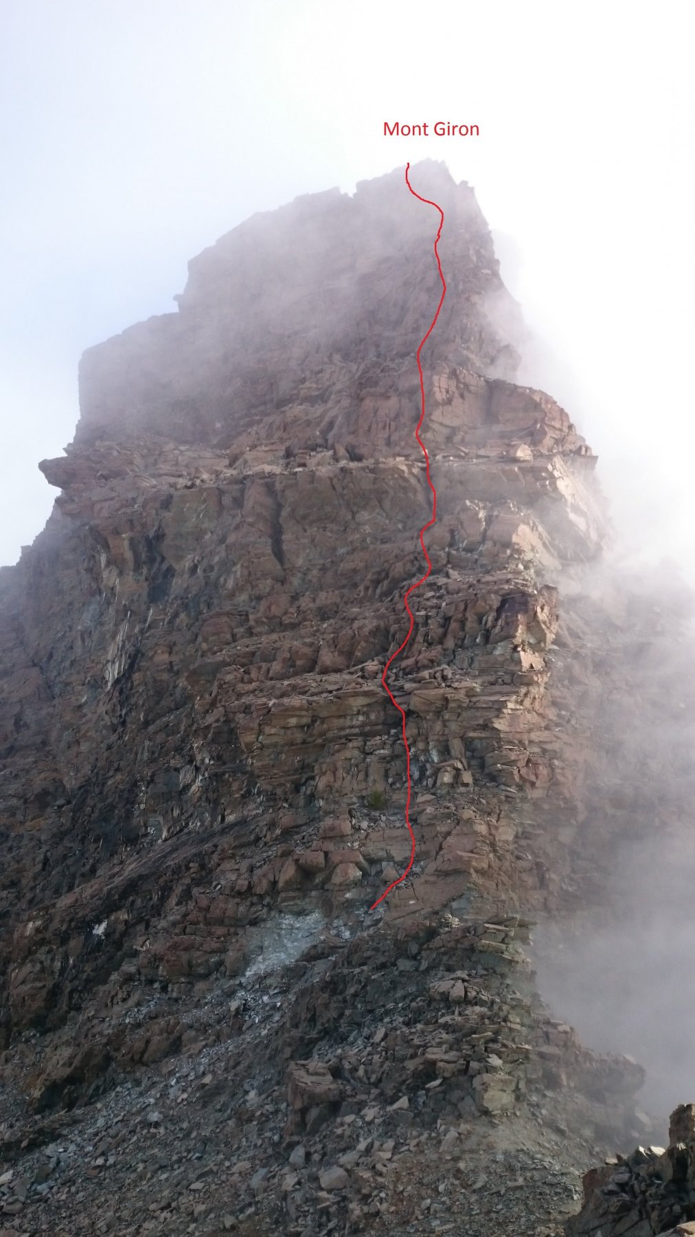 Mont Giron, linea di salita