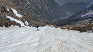 Il fantastico canalone. 650 mt di neve e pendenza costante