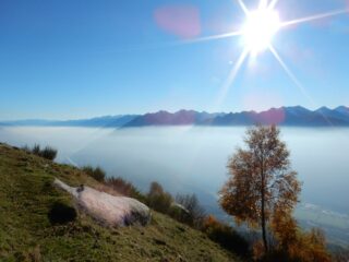 Spettacolare giornata autunnale, con chiara inversione termica sul solco della Valtellina.