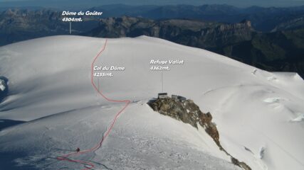 La traccia sopra la Vallot.